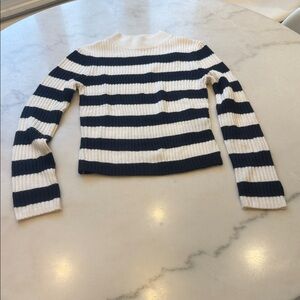 H & M Striped Black and cream Women's mock neck Sweater